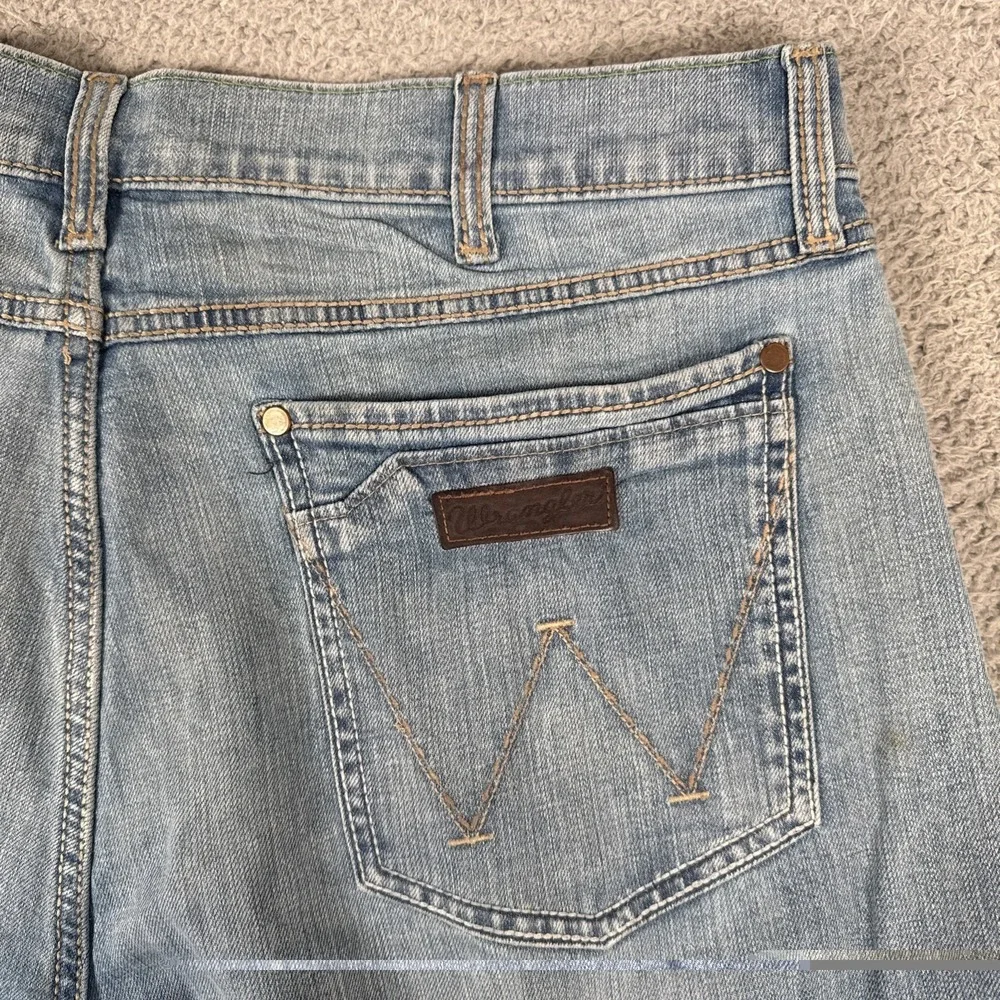 Wrangler Retro Jeans Men 36x32 (38x33) Blue Slim Straight Western Light Wash